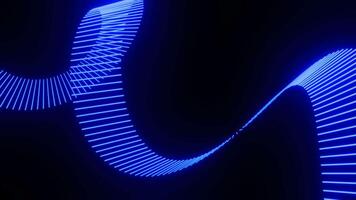 Moving curved 3d line of stripes. Design. 3D strip of stripes moves with bends in space. Animation of bending ribbon of stripes in motion video
