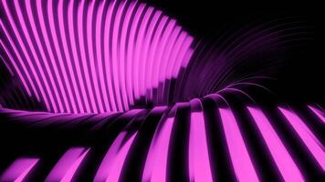 3D animation with moving stream of lines into hole. Design. 3D lines move in ceiling of tunnel going down. 3D structure of whirlpool of lines on black background video