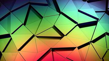 Computer animation of disappearing and appearing triangles. Design. 3D background with triangular pattern and swapping shapes. Moving triangles in 3D mosaic background video
