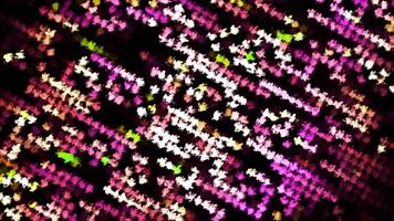 Rotating background with bright dots moving lines. Motion. Moving streams of flashing dots in disco ball style. Disco background with rotating stream of colorful flashing dots video