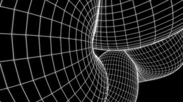 Monochrome surface of spacetime grid, seamless loop. Design. Black and white 3D flowing grid, scientific concept. video
