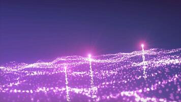 Purple background.Motion.Little sparkles shimmer and scatter in different directions on the footage in abstraction. video