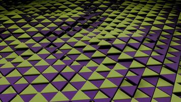 Surface of multicolored triangles moves in waves. Design. Virtual field with oscillating triangles on surface. Field with fluctuations of triangles video