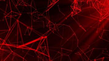 Red abstract background, plexus, technology concept. Motion. Connected dots and lines flying chaotically, seamless loop. video