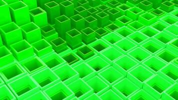 3D animation of moving square columns. Design. Square pillars move inside columns in waves. Columns rising and falling in waves in geometric structure video