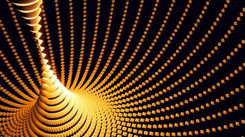 Black background. Design. Bright orange lines that flow into one and rise up in 3D format. video