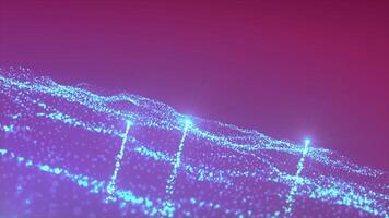 Glowing particles dynamic background, science fiction or microcosm. Motion. Wavy pattern of shining stars and flying comets. video