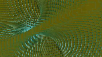Cyber distortion in geometric space. Design. 3D squares in moving spatial fracture. Virtual spiral or distortion in space of squares video