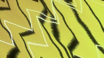 Green and yellow background. Motion. Triangular lines of white and black color draw drawings in abstraction. video