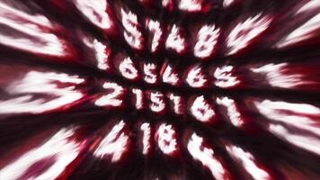Yellow and red code. Motion. Written illuminated numbers made in random order in animation. video