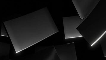 Spinning silver tiles on a black background. Design. Monochrome pattern with rotating grey tiles. video