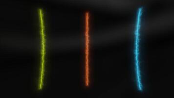 Black background made in computer graphics. Motion. Red green and blue neon lines that start to burn and then abruptly go out. video