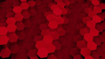 Abstract hexagonal mosaic red tiles. Design. Colorful wave motion of mosaic particles. video