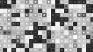 Monochrome squares with dots blink. Motion. Retro style of flashing squares with dots on white background. Game background for transitions with flashing squares video