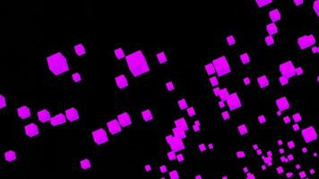 3D cubes fly in stream. Design. Colored cubes pulsate in flying stream on black background. Cubes fly in stream in 3d animation video
