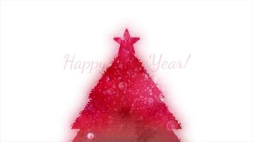 Simple animation with Christmas tree greeting new year. Motion. Happy New Year 2023 with Christmas tree on white background. Happy New Year 2023 video