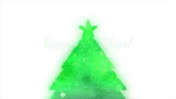 Simple animation with Christmas tree greeting new year. Motion. Happy New Year 2023 with Christmas tree on white background. Happy New Year 2023 video