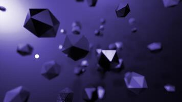 Rotating geometric polygons. Design. Spinning stream with geometric 3d polygons. Molecular flow in form of geometric shapes video