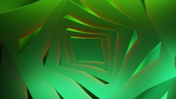 Green square tunnel. Design. Large and small squares standing on top of each other made in 3d format. video