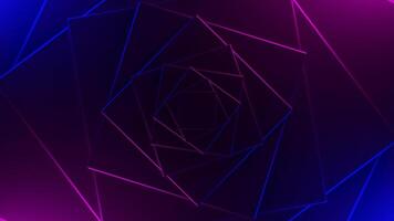 Rotating square spiral with colorful background. Design. Geometric spiral with squares. Rotating spiral of squares with concentration video