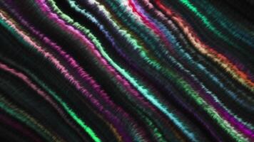 Black background. Motion. Iridescent brilliant lines made in 3D format in different bright shades of all colors. video