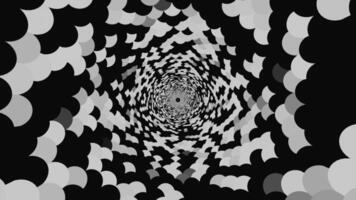 A long dark tunnel. Design. Multi-colored walls of the pattern flashing in turn made in 3d format. video