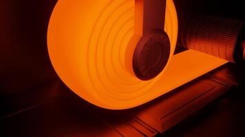Unwinding orange ribbon. Design. Light animation with a bright ribbon that unwinds in abstraction. video