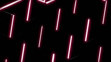 Abstract neon colorful triangle background. Design. Fluorescent lamps creating surface of triangles on a black background. video