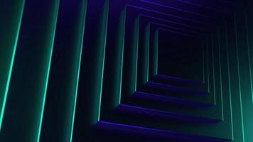 Moving squares with rotating light. Design. Rotating color light filter with moving squares. Pyramid with moving lines video