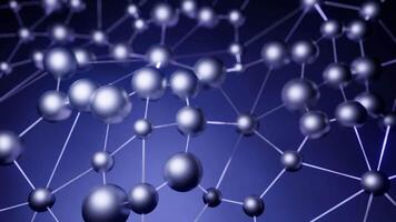 Green and blue background. Design. Bound round molecules made as if under a microscope move in 3d format. video