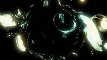 Abstract energy digital sphere with electricity charges on a black background. Design. Spinning round shaped object in spinning motion. video