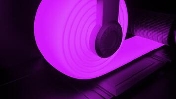 Purple and red background with flying. Design. A dangling ribbon on a special device made in cartoon animation. video