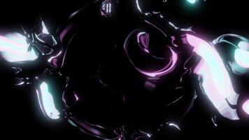 Black background with cartoon animation. Design. Glowing bright hues of illuminated patterns moving forward at a fast speed. video