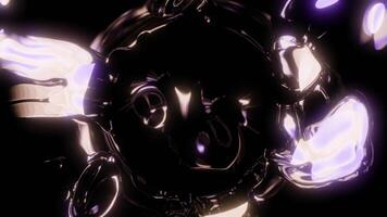 Abstract neon light sphere. Design. Appear and disappear energy disco ball on a black background. video