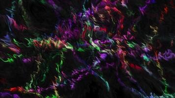 Black background with a thin multicolored grid. Motion. Animation of various bright shades that twitches in different directions. video