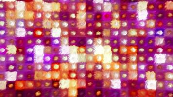 Red and yellow squares made as a designer with backlight. Motion. Luminous parts made in animation that shine with a bright light. video