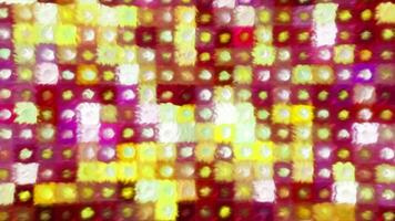 Red and yellow squares made as a designer with backlight. Motion. Luminous parts made in animation that shine with a bright light. video