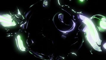 Abstract energy digital sphere with electricity charges on a black background. Design. Spinning round shaped object in spinning motion. video