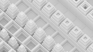 Abstract kaleidoscopic background with moving 3d squares forming pyramids. Design. Rows of up and down moving shapes. video