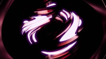 Futuristic 3d structure with rotating ball. Design. Neon lines glow in rotating abstract ball. Metal abstract ball rotates with neon lines video