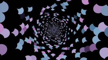 A dark corridor with bright patterns of purple and blue shades. Design. Iridescent bright patterns in 3D computer graphics. video