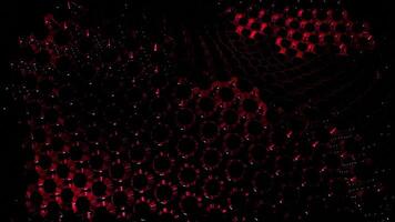 Red and purple grid. Design. Black background with a moving grid with bright shades made in abstraction. video