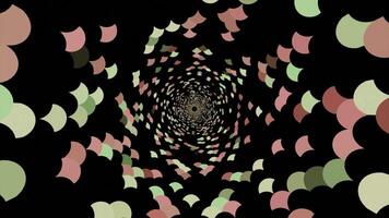 A long dark tunnel. Design. Multi-colored walls of the pattern flashing in turn made in 3d format. video
