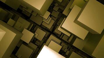 Flow of set of 3d squares. Design. Movement through space from stream of 3d squares. Geometric animation with flow of squares and tunnel in space video