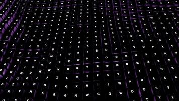English keyboard with letters randomly. Design. Moving black buttons with letters made in 3d format. video