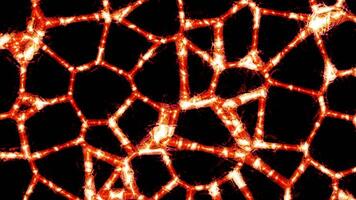 Pattern with moving neural networks on black background. Design. Bright lines in moving pattern and shining pulses. Light pulses move along changing network of pattern video