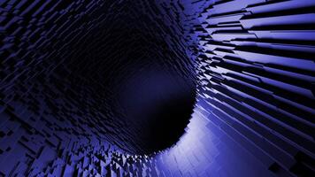amarelo e azul abstração com profundo teleporte. Projeto. a microtúnel é voando rápido dentro Onde isto é Sombrio video