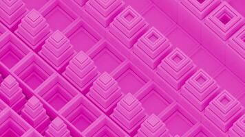 Abstract background with isometric cubes. Design. Optical illusion with 3D building pyramids. video