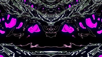 Black background with cartoon animation. Design. Glowing bright hues of illuminated patterns moving forward at a fast speed. video