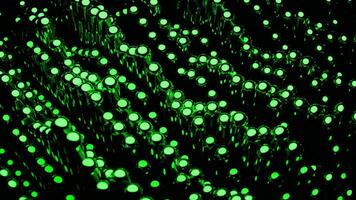 Yellow and green glowing lanterns. Design. A black background with lighted lamps that rise and fall without losing light in 3d format. video
